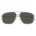 Gucci Men's Silver Navigator Sunglasses Grey Lenses GG1676S