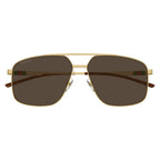 Gucci Men's Gold Navigator Sunglasses Brown Lenses GG1676S