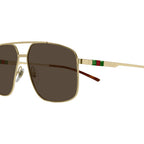 Gucci Men's Gold Navigator Sunglasses Brown Lenses GG1676S