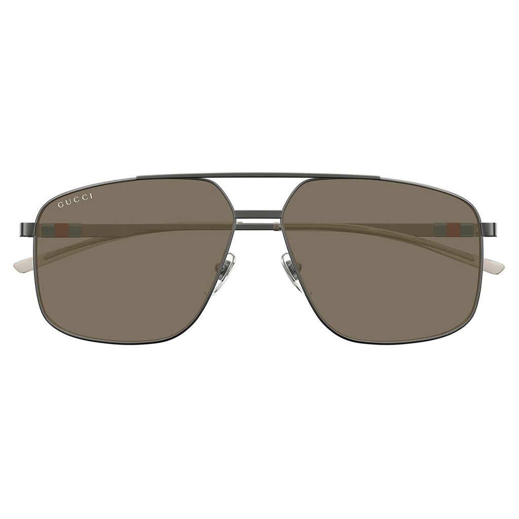 Gucci Men's Grey Navigator Sunglasses Brown Lenses GG1676S