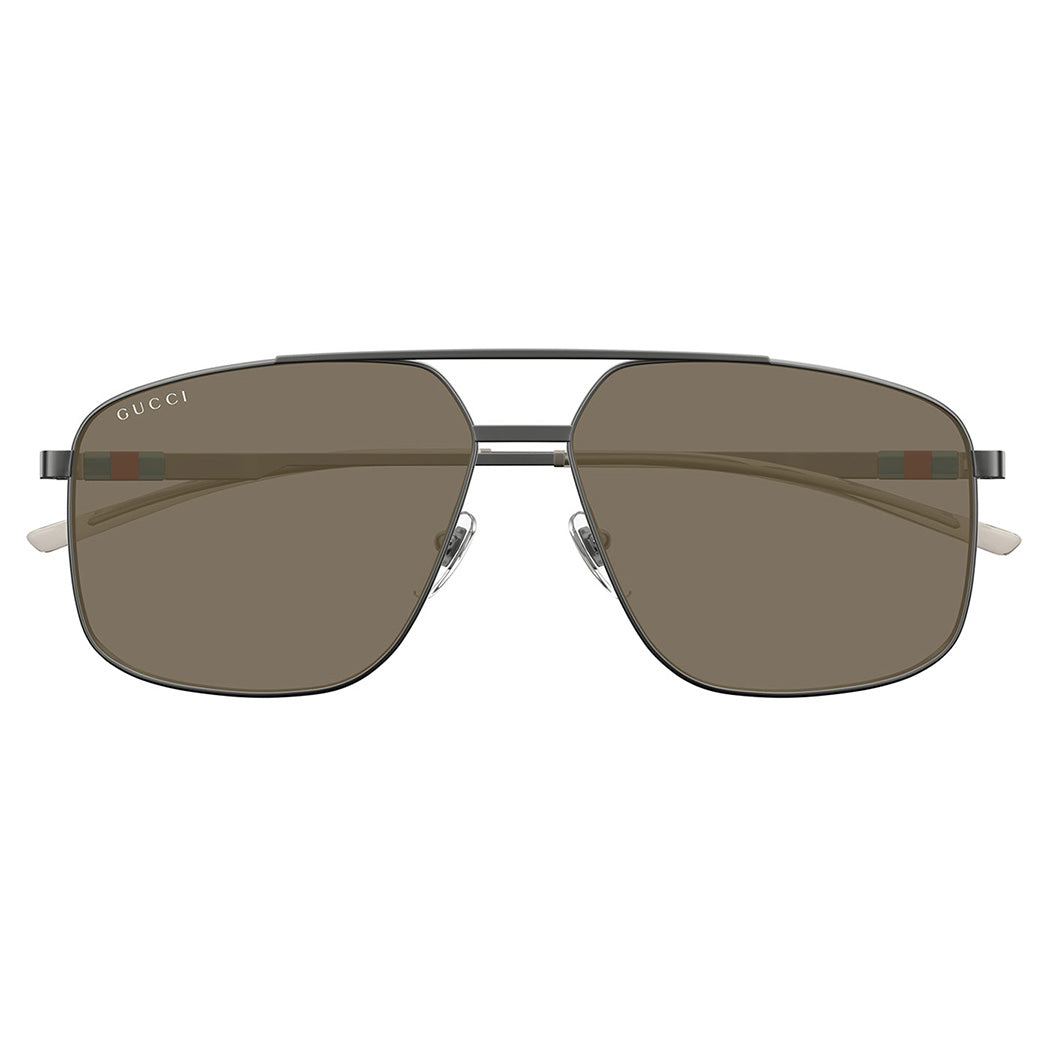 Gucci Men's Grey Navigator Sunglasses Brown Lenses GG1676S