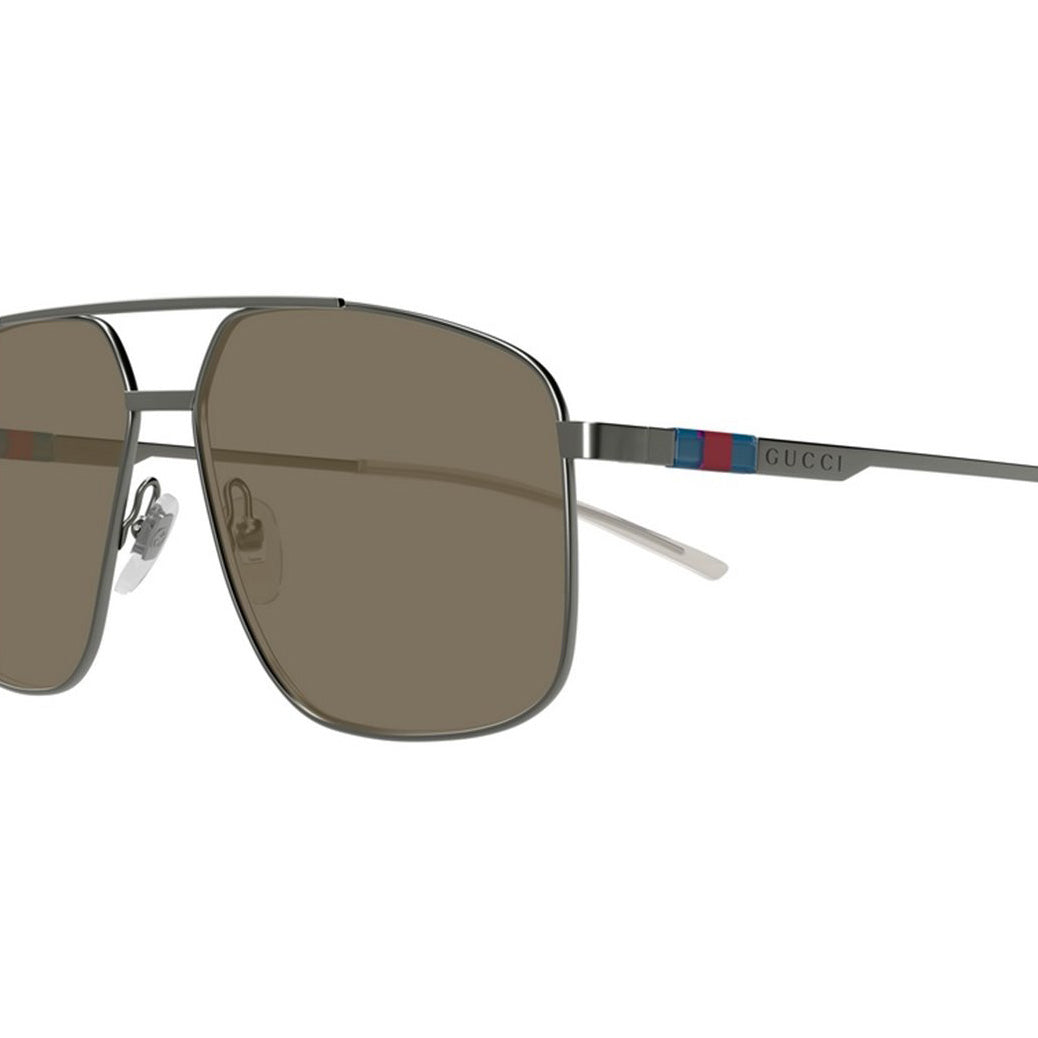 Gucci Men's Grey Navigator Sunglasses Brown Lenses GG1676S