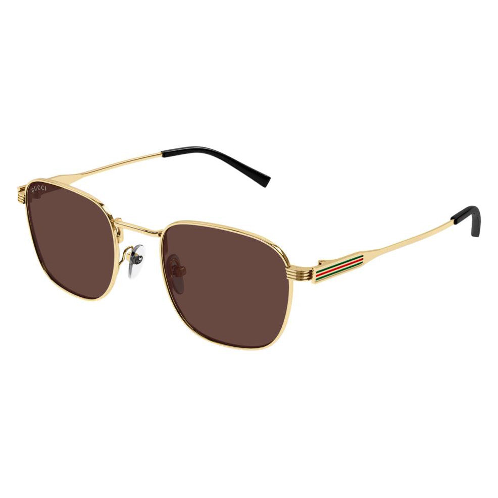 Gucci Men's Gold Pilot Sunglasses Brown Lenses GG1876S