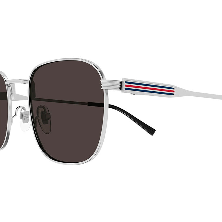 Gucci Men's Silver Pilot Sunglasses Grey Lenses GG1876S