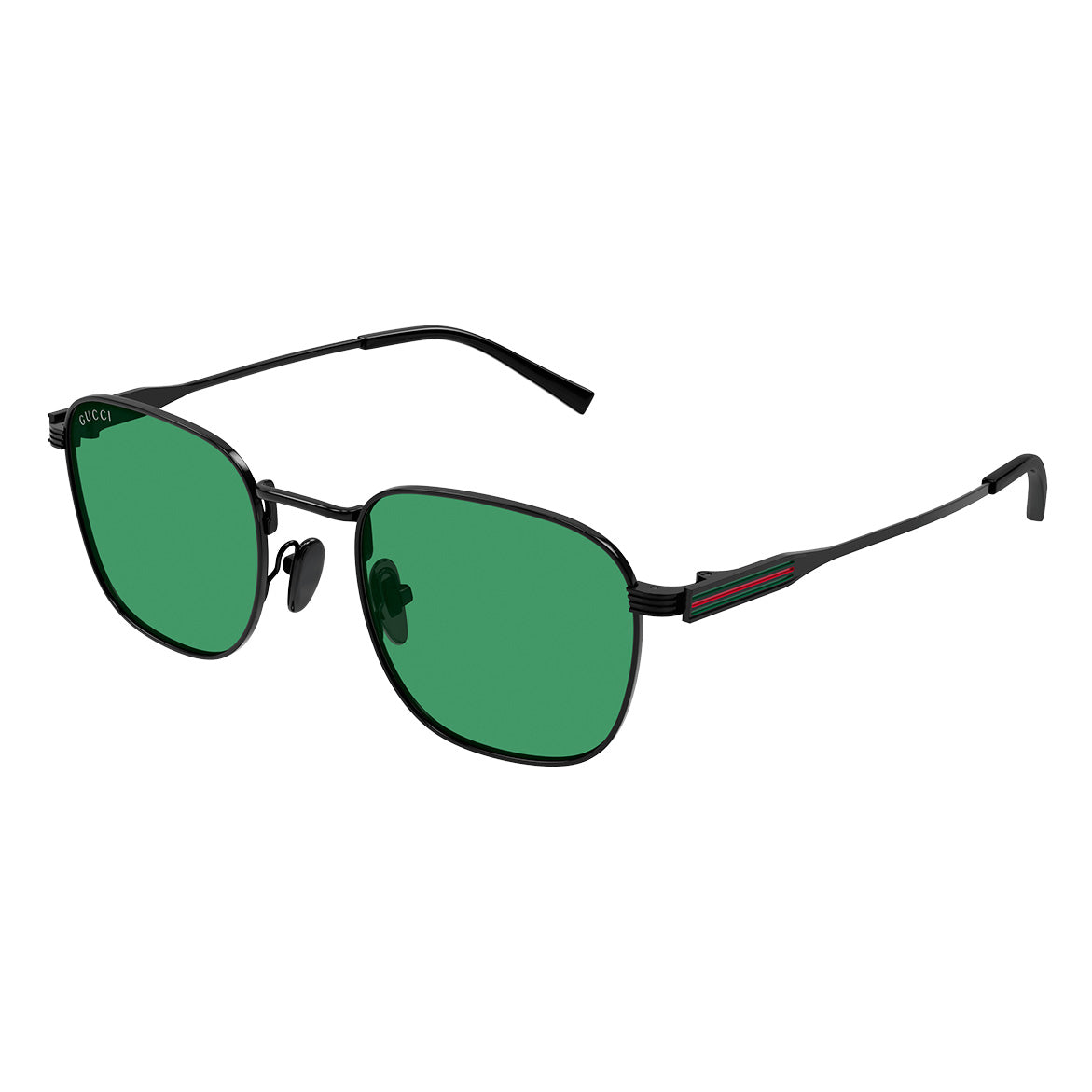 Gucci Men's Black Pilot Sunglasses Green Lenses GG1876S