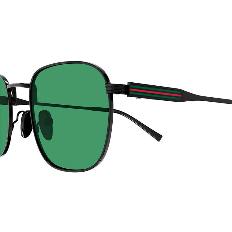 Gucci Men's Black Pilot Sunglasses Green Lenses GG1876S