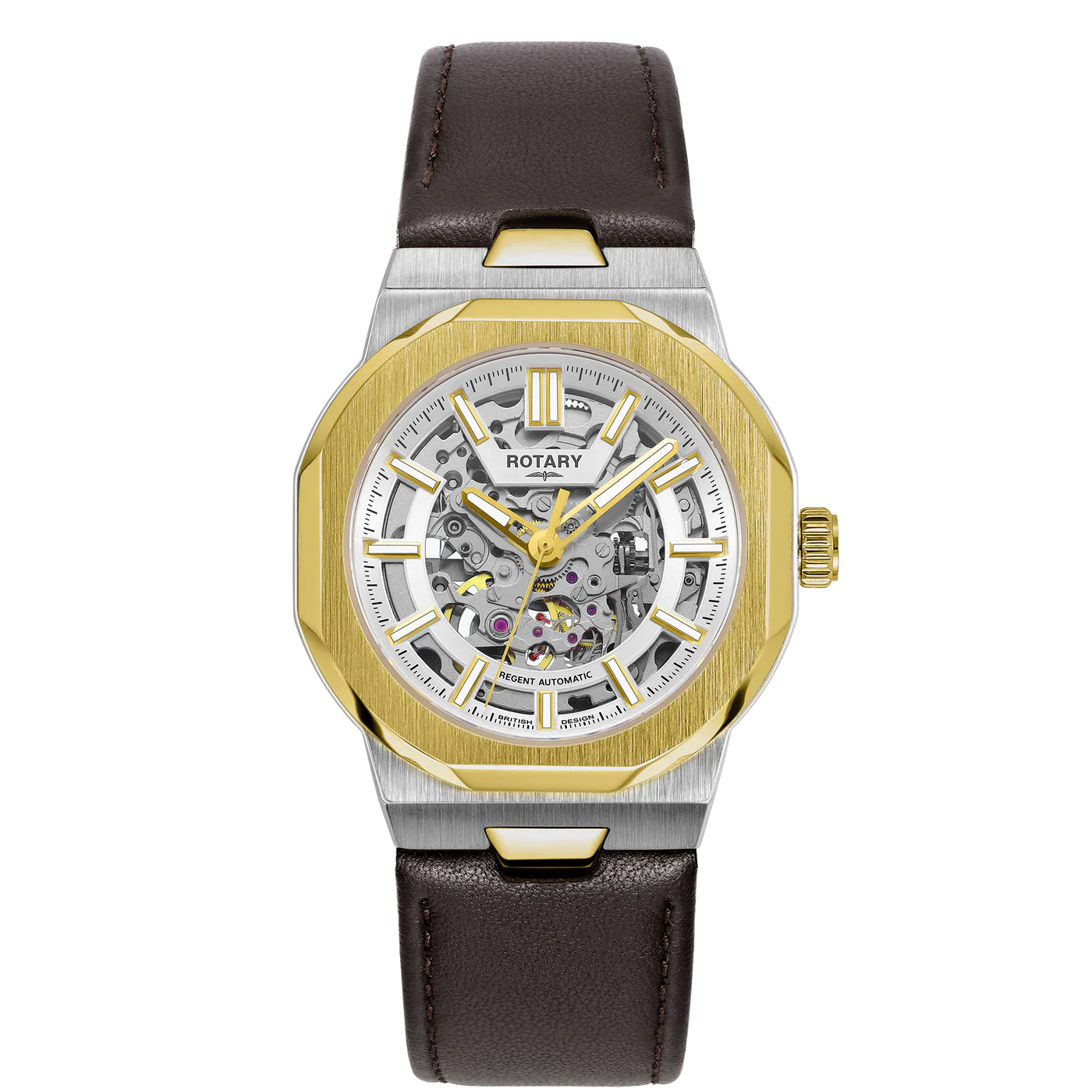 Rotary Skeleton Men's Gold Watch