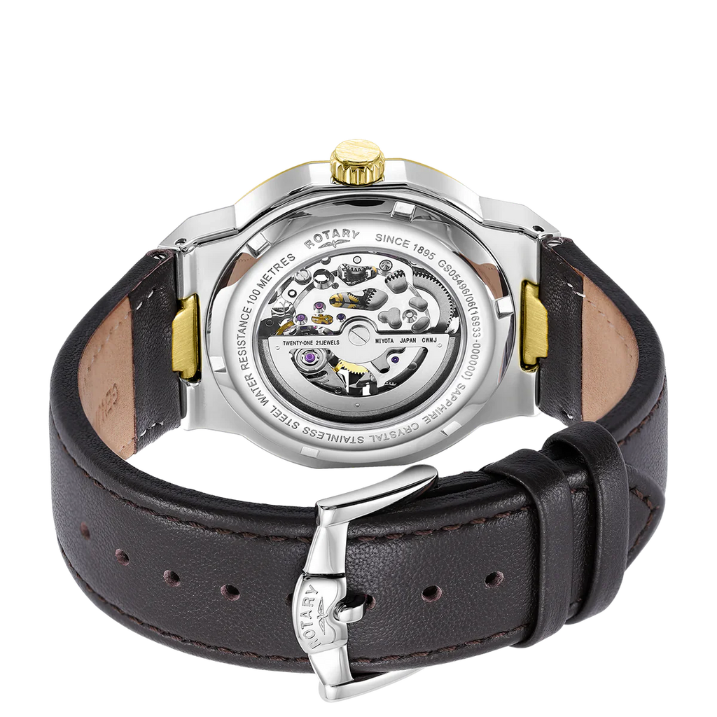 Rotary Skeleton Men's Gold Watch