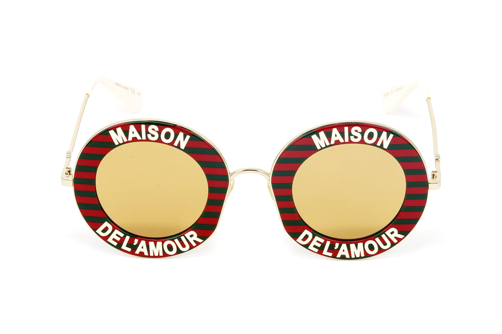 Gucci Women's Sunglasses Oversized Round Gold Maison de l'Amour