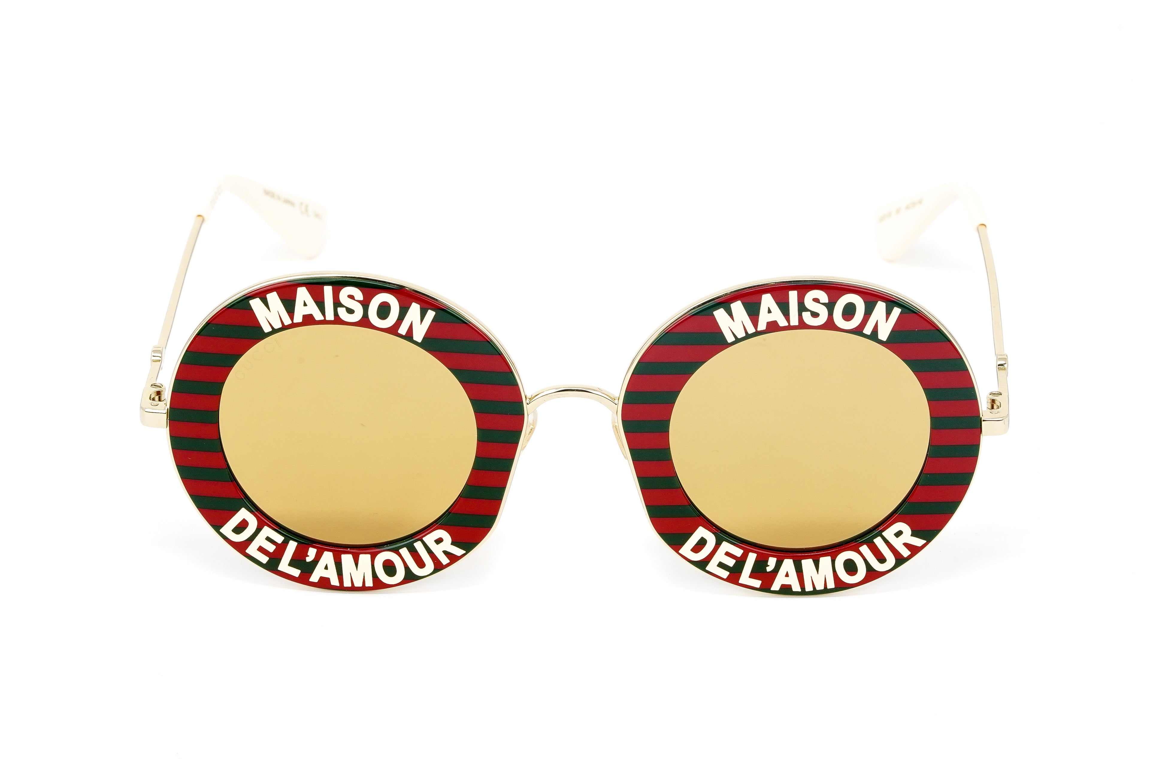 Gucci Women's Sunglasses Oversized Round Gold Maison de l'Amour