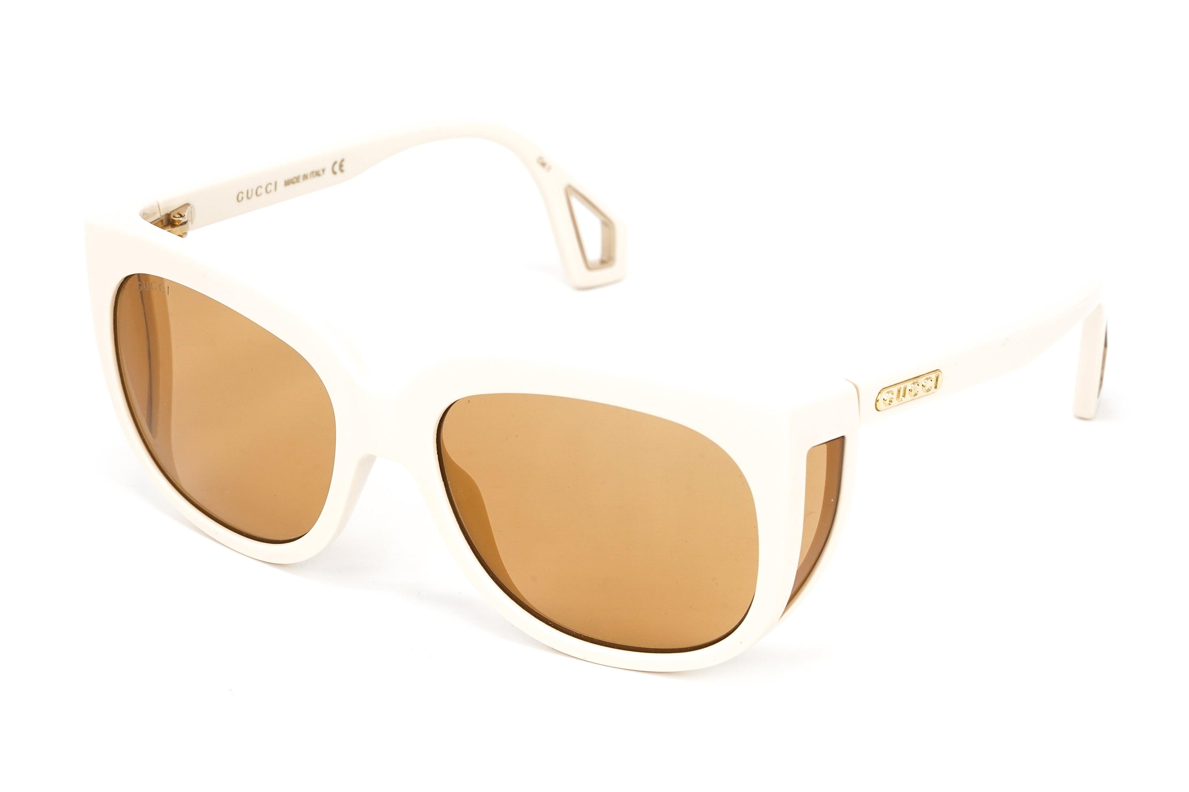Gucci Women's Sunglasses Wraparound Rectangle Cream