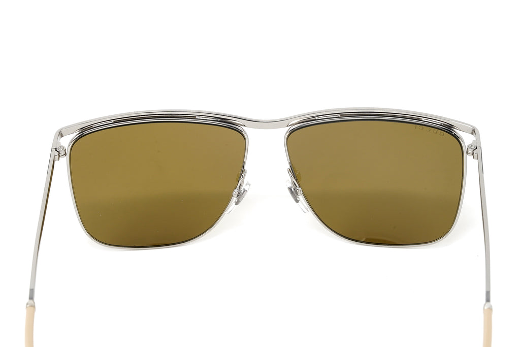 Gucci Men's Sunglasses Classic Square Silver Brown