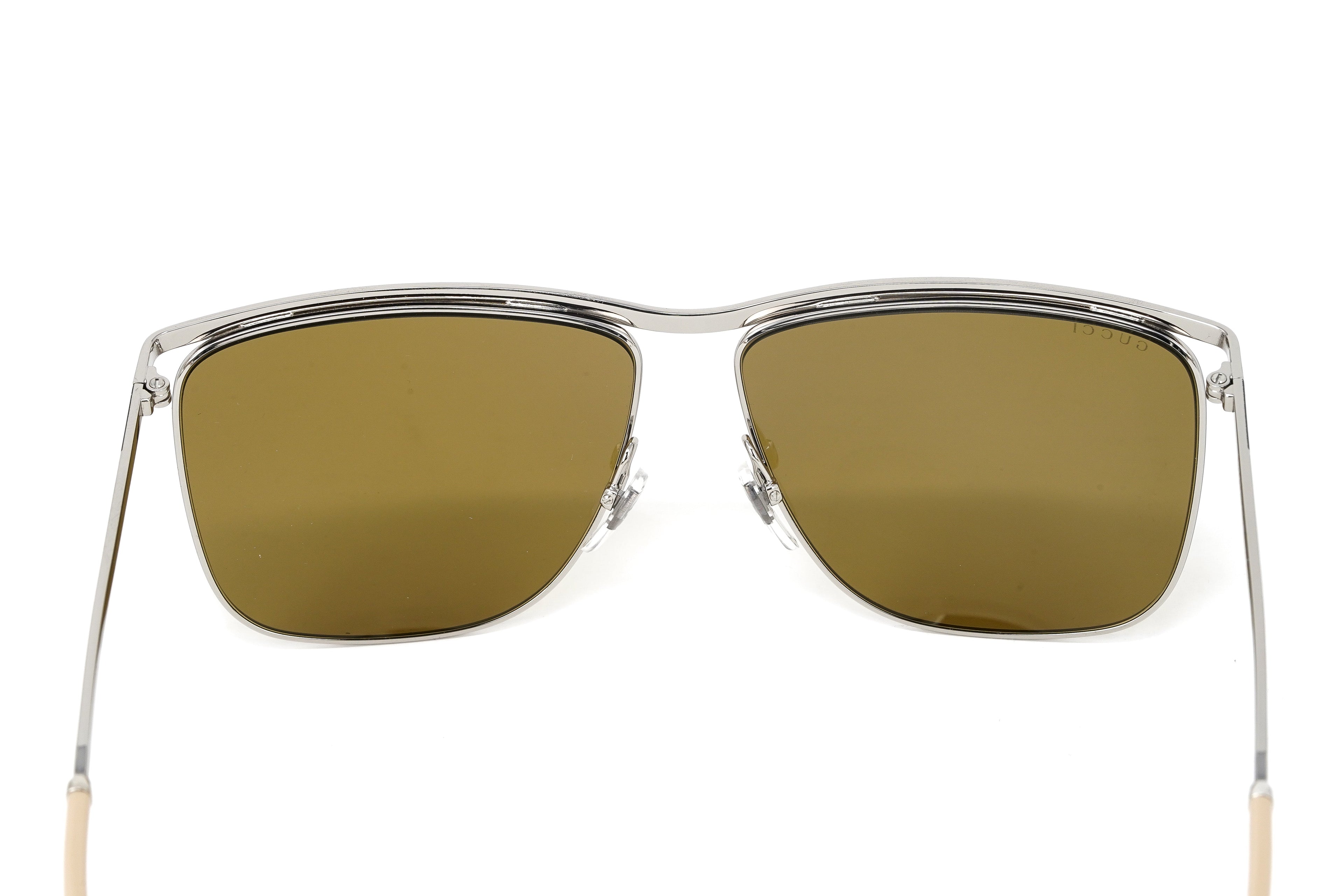 Gucci Men's Sunglasses Classic Square Silver Brown