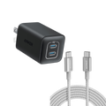 Anker <b>523</b> Charger (Nano 3, 47W) and New Nylon USB-C to USB-C 100W Cable (10 ft)