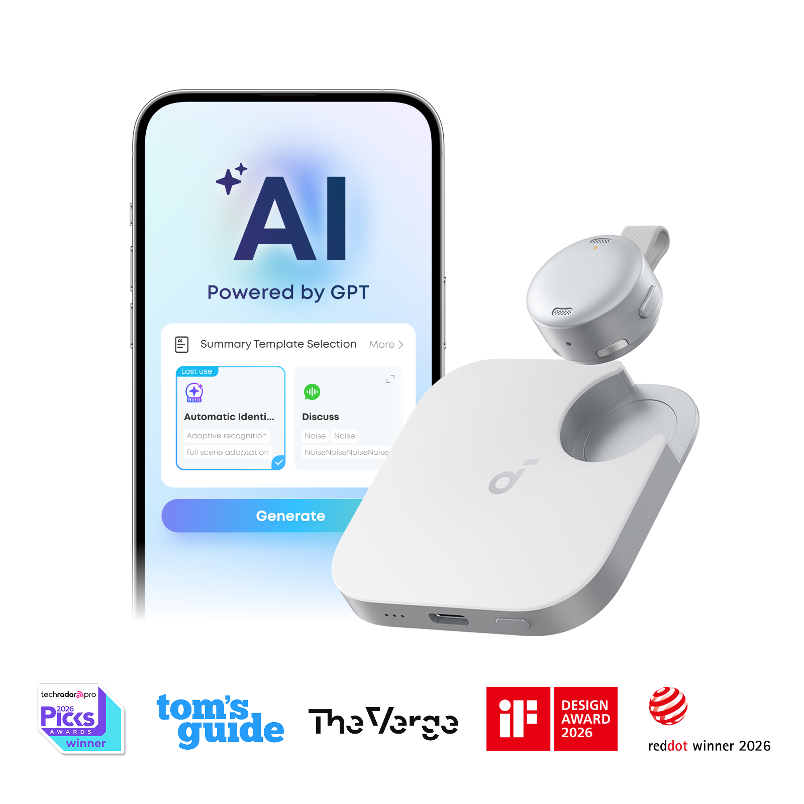 Anker soundcore Work | Coin-Sized Wearable Al Note Taker / Voice Recorder