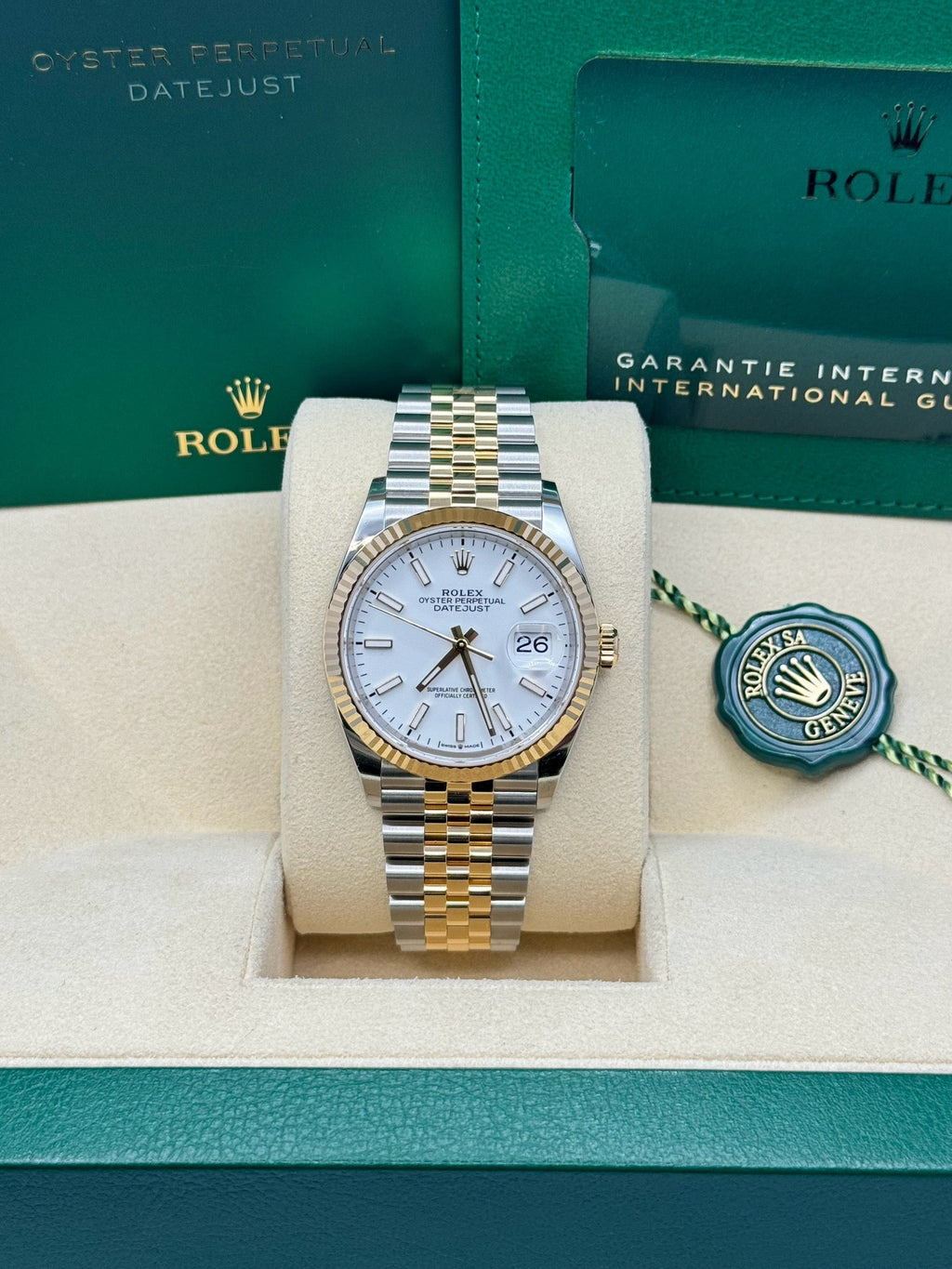 Rolex Steel and Yellow Gold Rolesor Datejust 36  - White Index Dial - Jubilee Bracelet - 126233 wij