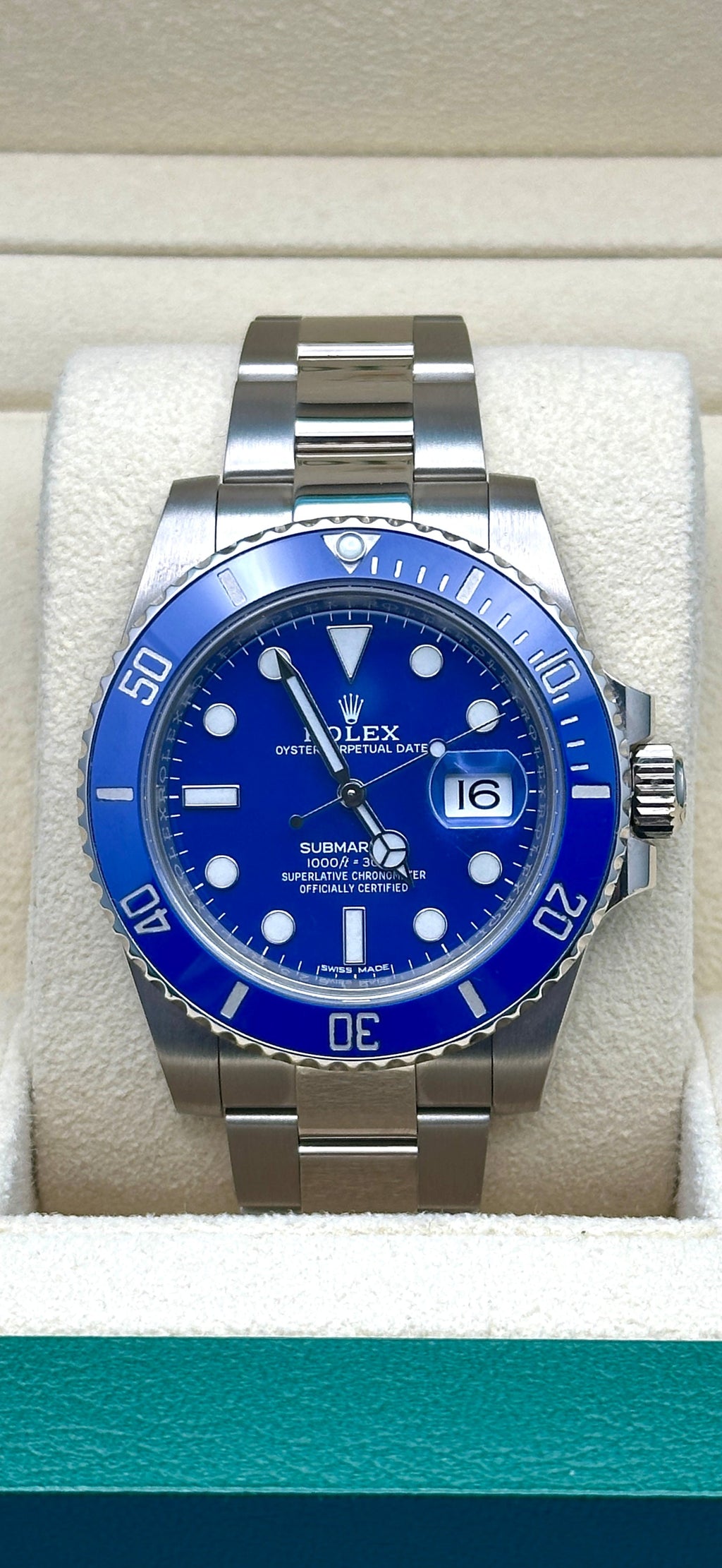 Rolex White Gold Submariner Date  - Blue Bezel - Blue Dial - 116619LB