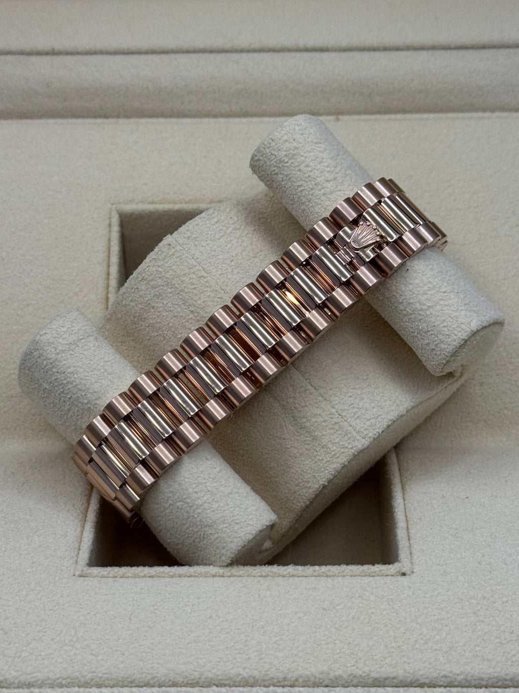 Rolex Everose Gold Datejust 31 Watch - Fluted Bezel - Mother Of Pearl Dial - President Bracelet - 278275 mdp