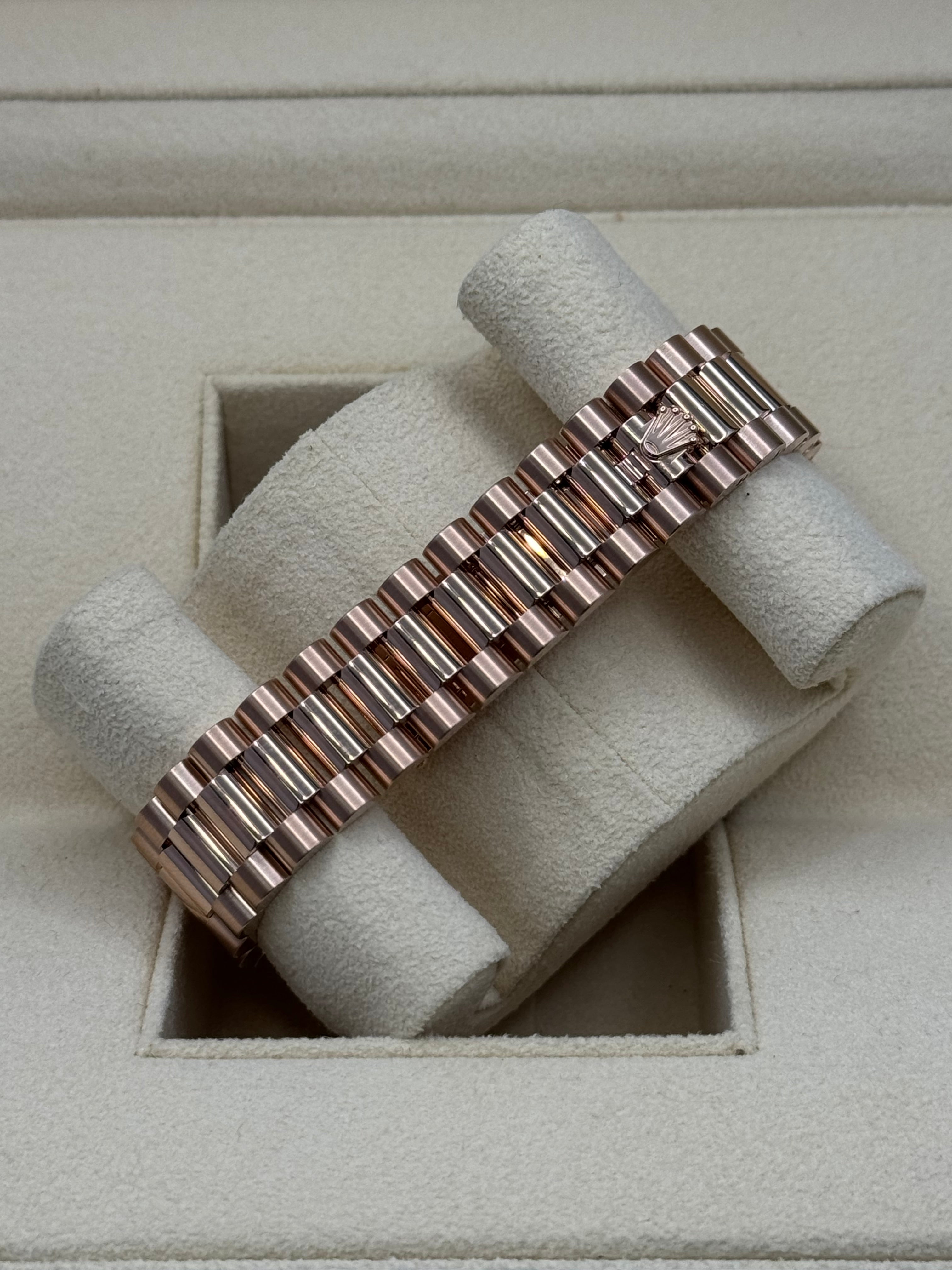 Rolex Everose Gold Datejust 31 Watch - Fluted Bezel - Mother Of Pearl Dial - President Bracelet - 278275 mdp