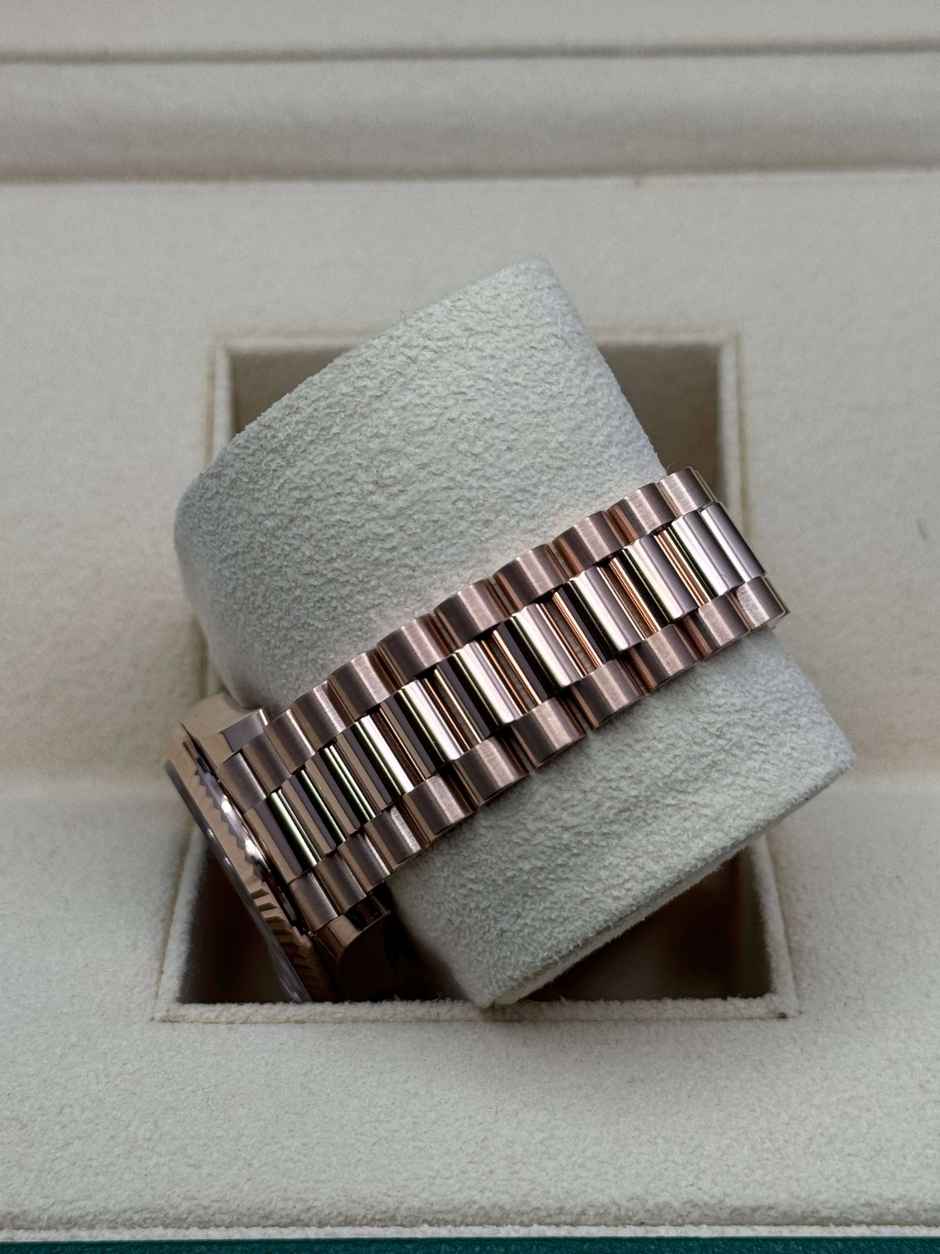 Rolex Everose Gold Datejust 31 Watch - Fluted Bezel - Mother Of Pearl Dial - President Bracelet - 278275 mdp