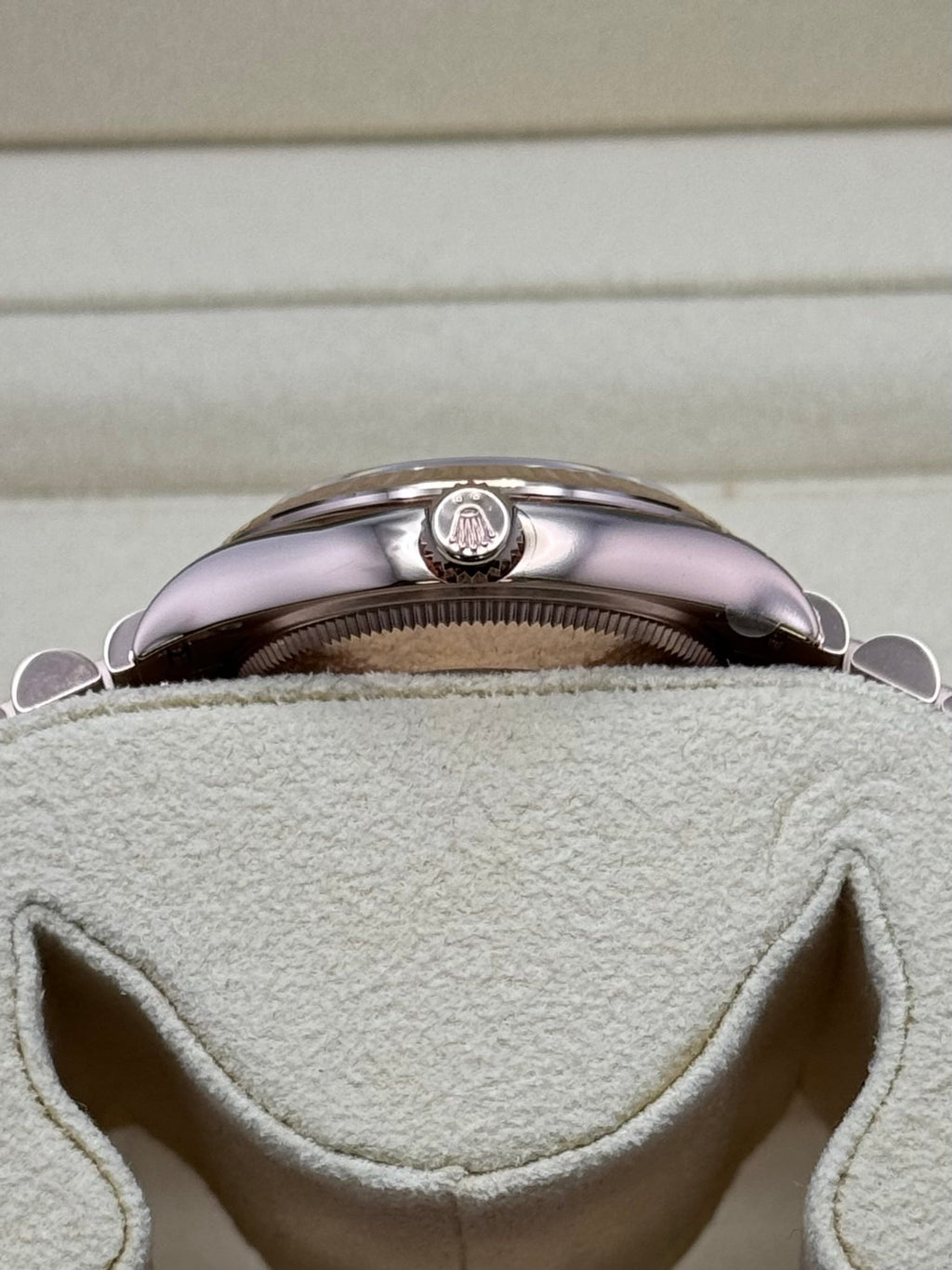 Rolex Everose Gold Datejust 31 Watch - Fluted Bezel - Mother Of Pearl Dial - President Bracelet - 278275 mdp