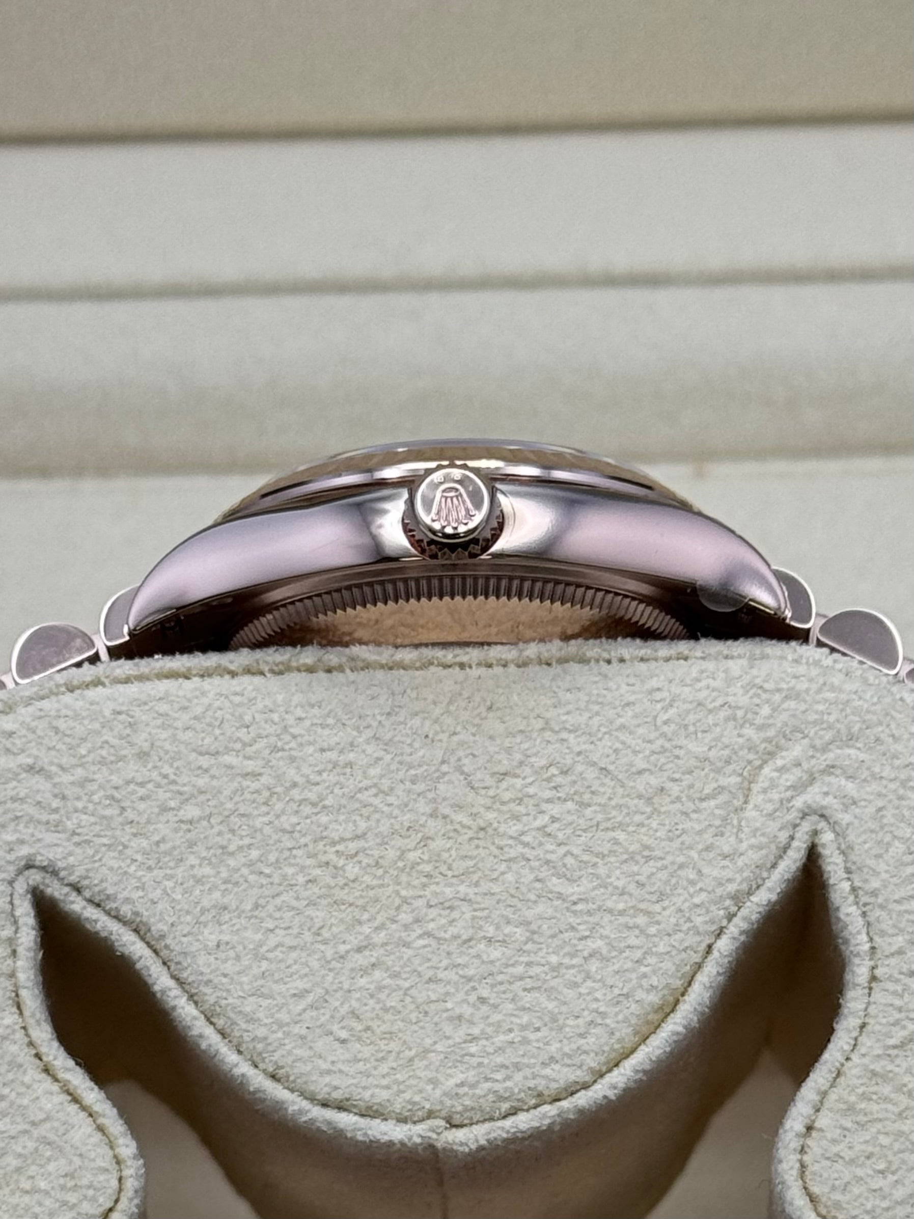 Rolex Everose Gold Datejust 31 Watch - Fluted Bezel - Mother Of Pearl Dial - President Bracelet - 278275 mdp