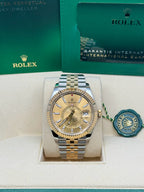 Rolex Sky Dweller 42 Champagne Dial Yellow Gold Stainless Steel Jubilee Bracelet Mens  336933