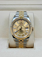 Rolex Sky Dweller 42 Champagne Dial Yellow Gold Stainless Steel Jubilee Bracelet Mens  336933