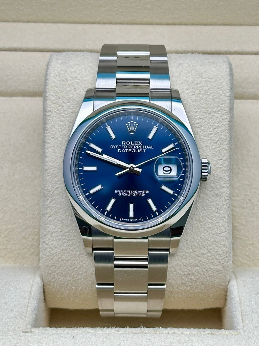 Rolex Steel Datejust 36  - Blue Index Dial - Oyster Bracelet - 126200 blio