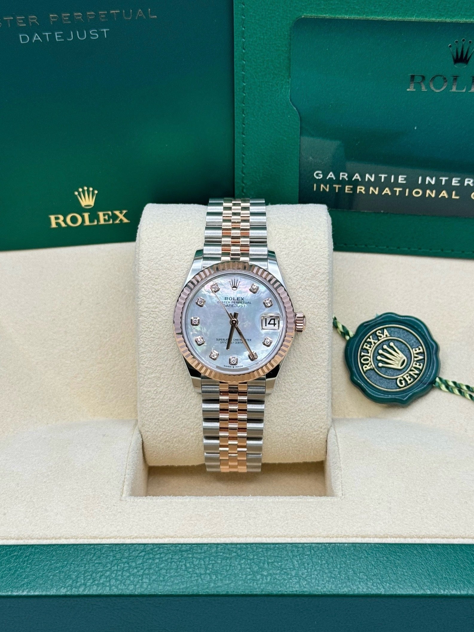Rolex Steel and Everose Gold Datejust 31  - Mother of Pearl Diamond Dial - Jubilee Bracelet - 278271 mdj