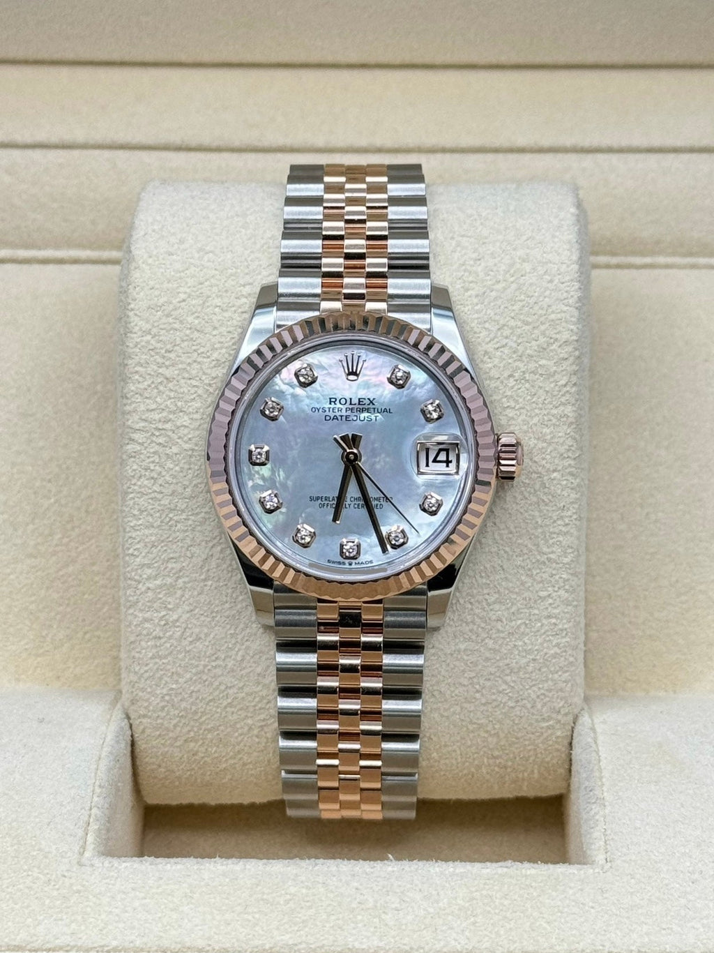Rolex Steel and Everose Gold Datejust 31  - Mother of Pearl Diamond Dial - Jubilee Bracelet - 278271 mdj