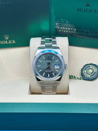 Rolex Oystersteel Datejust 41  - Smooth Bezel - Mint Green Index Dial - Oyster Bracelet - 126300Gob