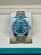 Rolex Oystersteel Datejust 41  - Smooth Bezel - Mint Green Index Dial - Oyster Bracelet - 126300Gob