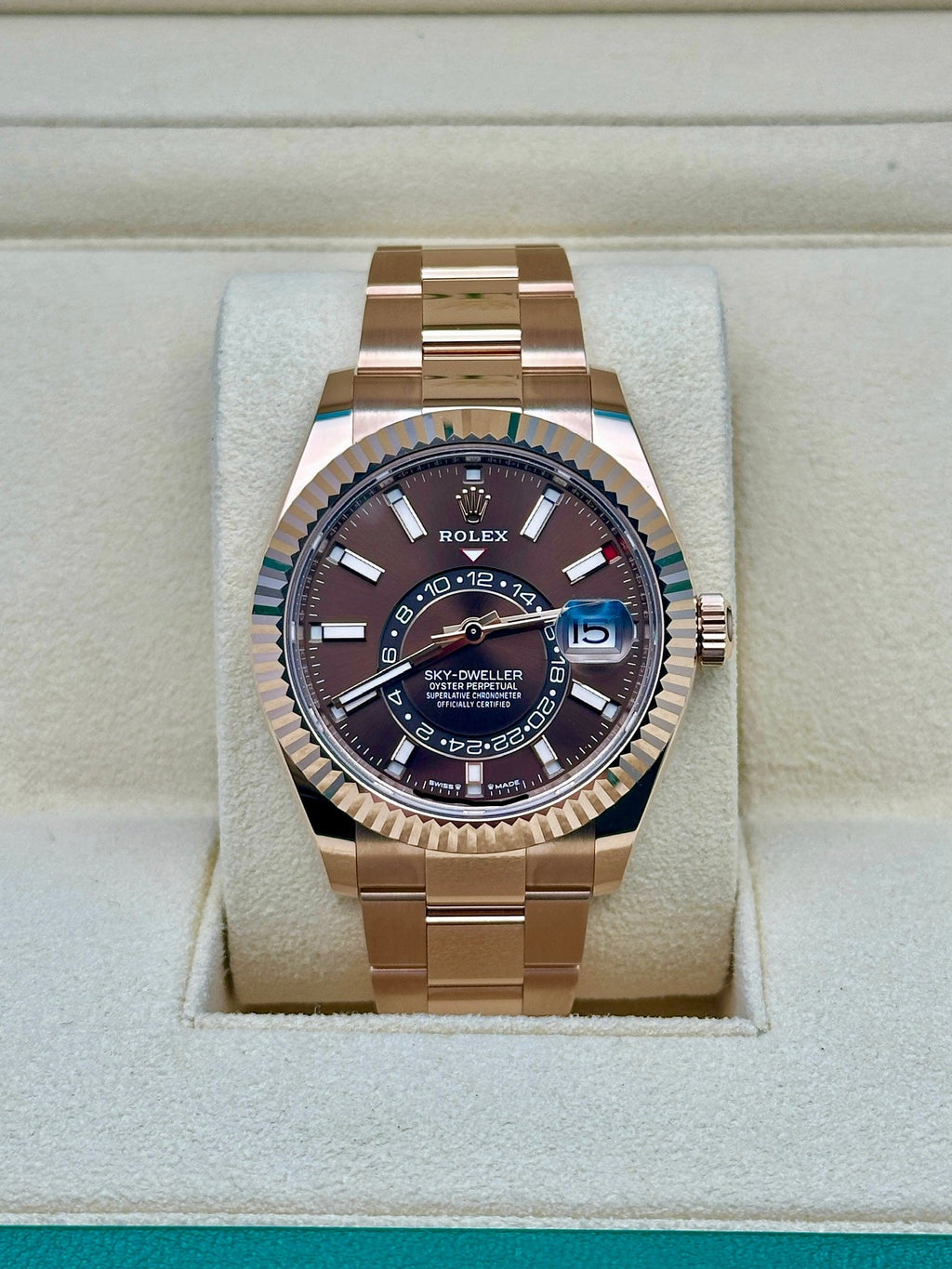 Rolex Sky Dweller 42 Chocolate Dial Rose Gold Oyster Mens  336935