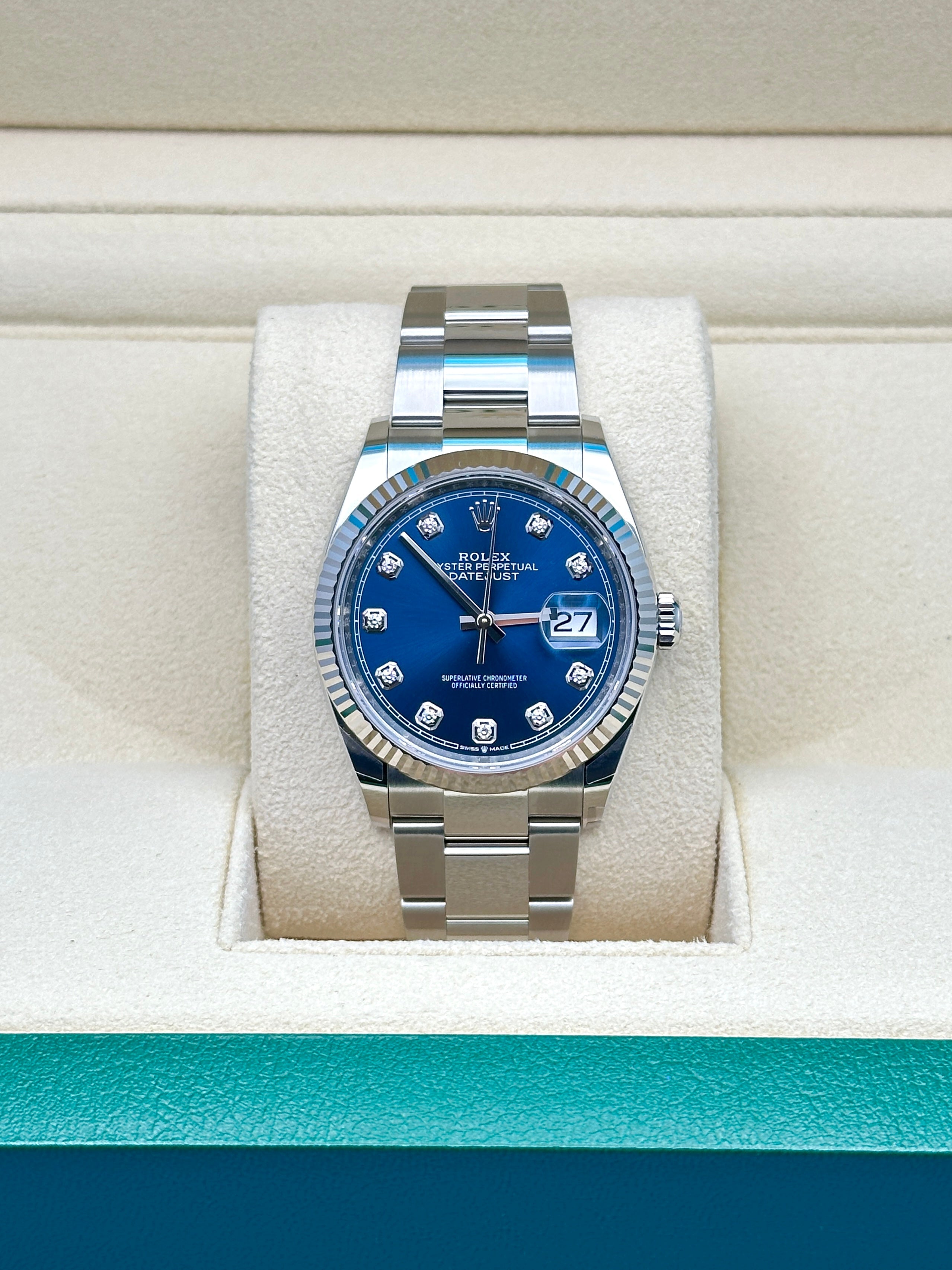 Rolex Steel Datejust 36  - Blue Diamond Dial - Oyster Bracelet - 126234 bldo