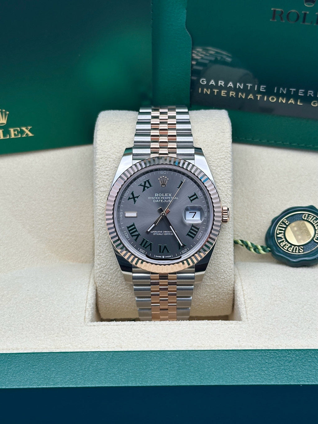 Rolex Steel and Everose Rolesor Datejust 41  - Slate Gray Green Roman Dial - Jubilee Bracelet - 126331 slgrj