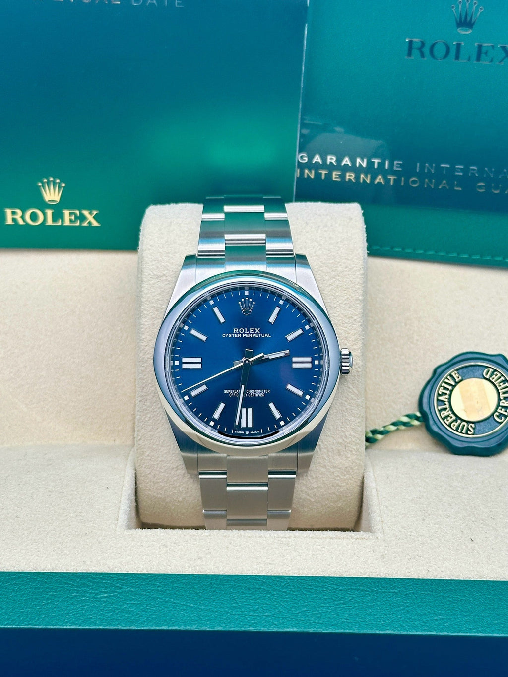 Rolex Oyster Perpetual 41  - Blue Index Dial - Oyster Bracelet - 124300 bluio