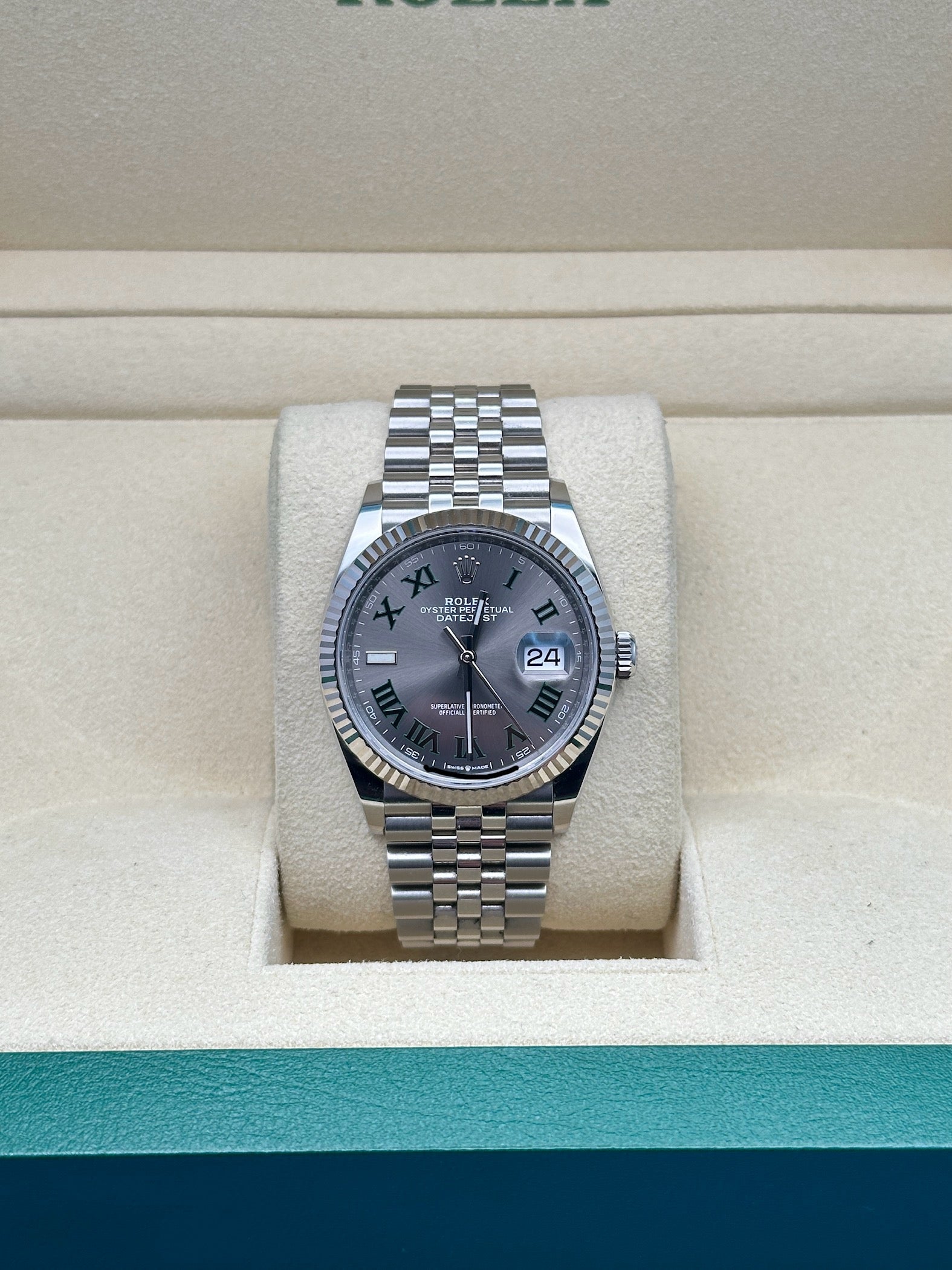 Rolex White Rolesor Datejust 36  - Slate Roman Dial - Jubilee Bracelet - 126234