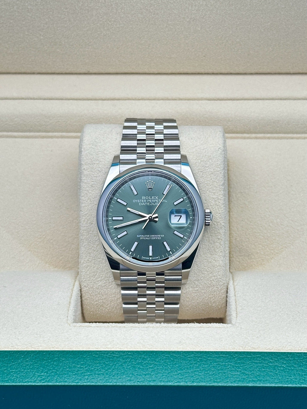 Rolex Oystersteel Datejust 36  - Mint Green Index Dial - Jubilee Bracelet - 126200Gjb