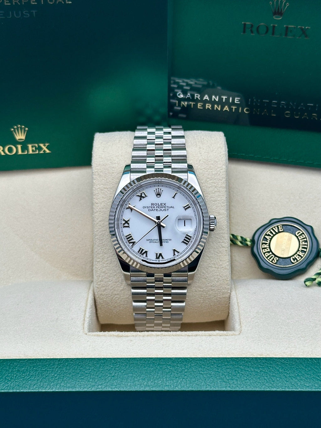 Rolex Steel Datejust 36  - White Roman Dial - Jubilee Bracelet - 126234 wrj