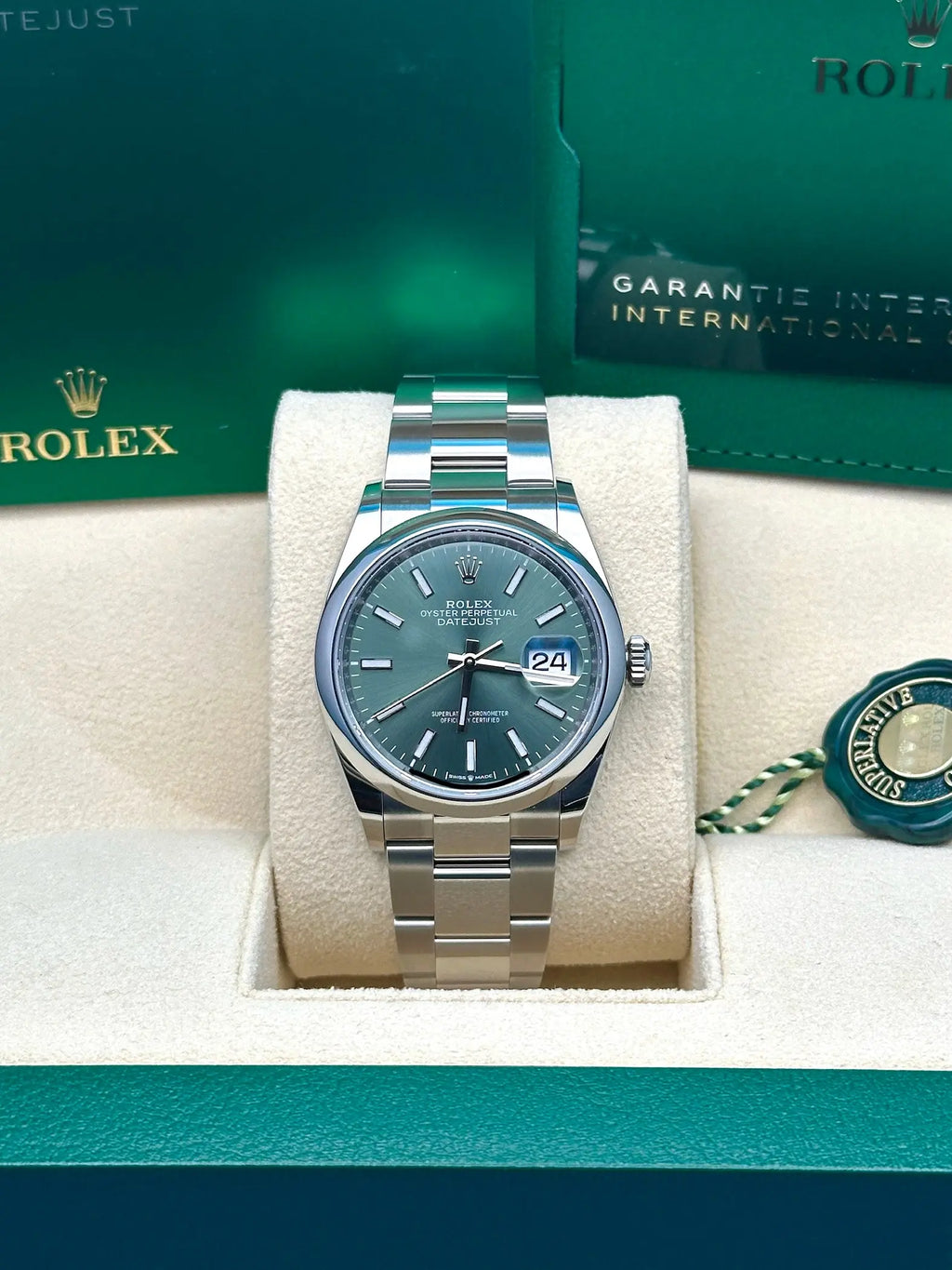 Rolex Oystersteel Datejust 36  - Mint Green Index Dial - Oyster Bracelet - 126200Goy