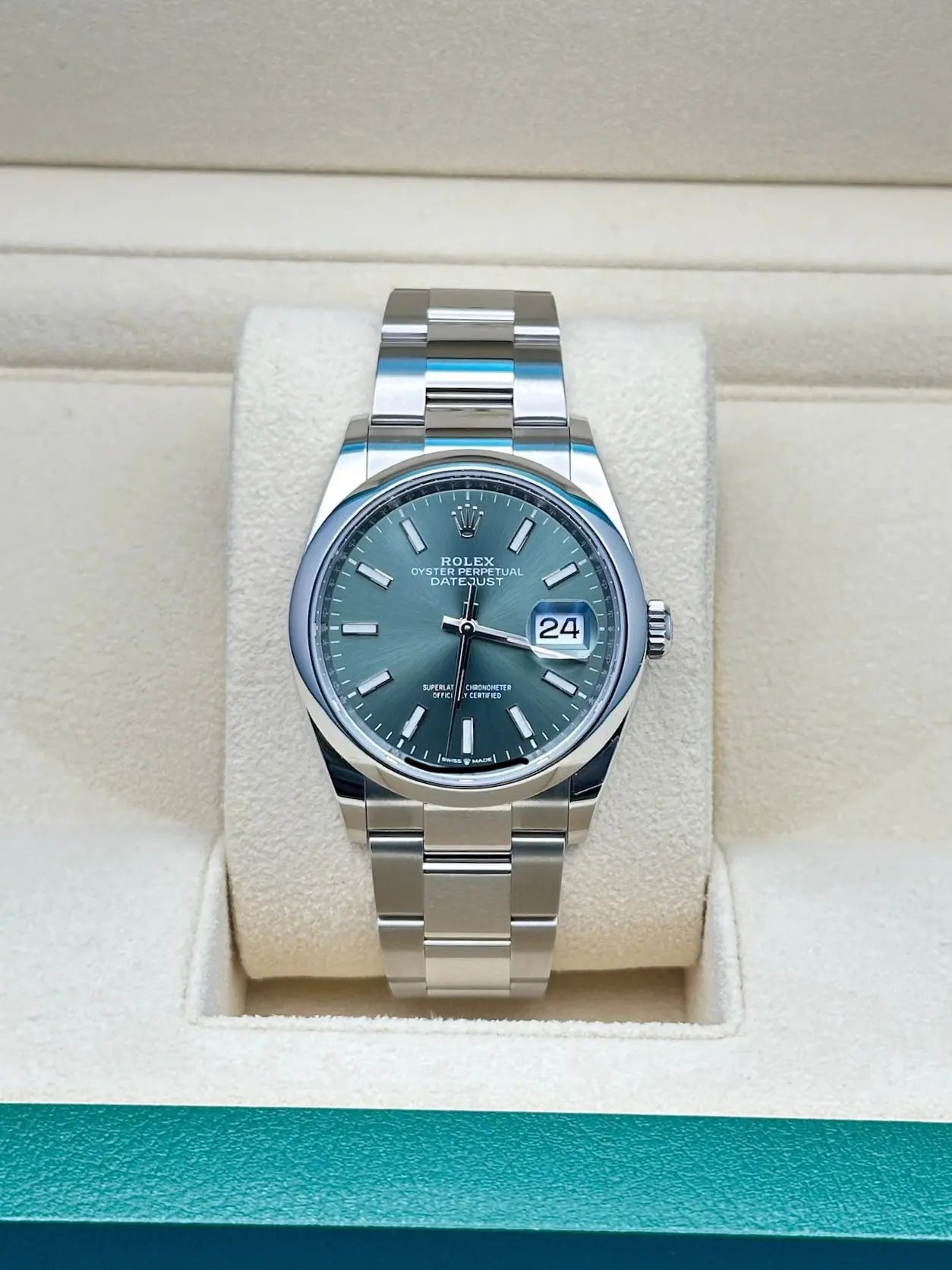 Rolex Oystersteel Datejust 36  - Mint Green Index Dial - Oyster Bracelet - 126200Goy