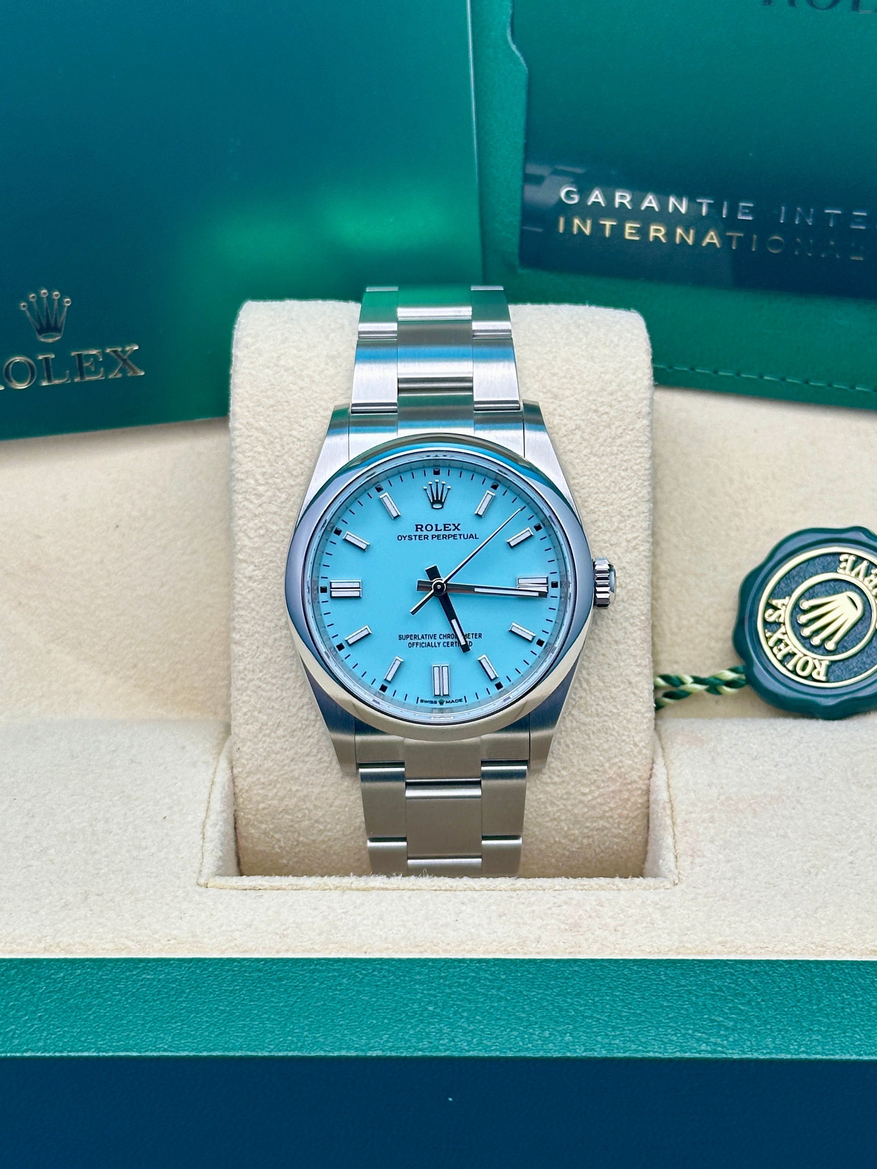 Rolex Oyster Perpetual 36  - Turquoise Blue Index Dial - Oyster Bracelet - 126000 tbio