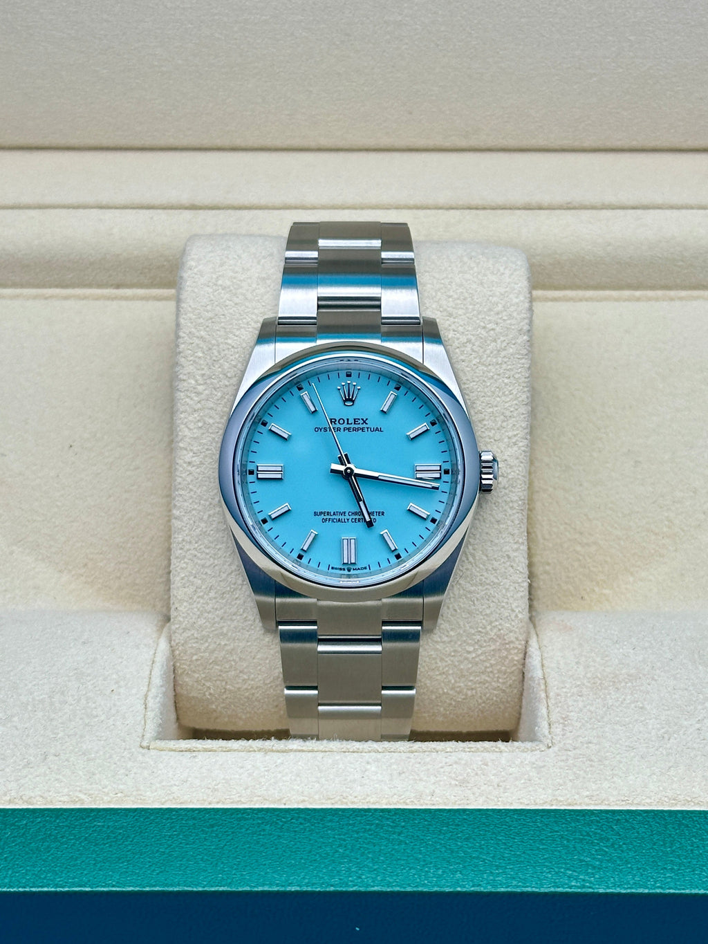 Rolex Oyster Perpetual 36  - Turquoise Blue Index Dial - Oyster Bracelet - 126000 tbio