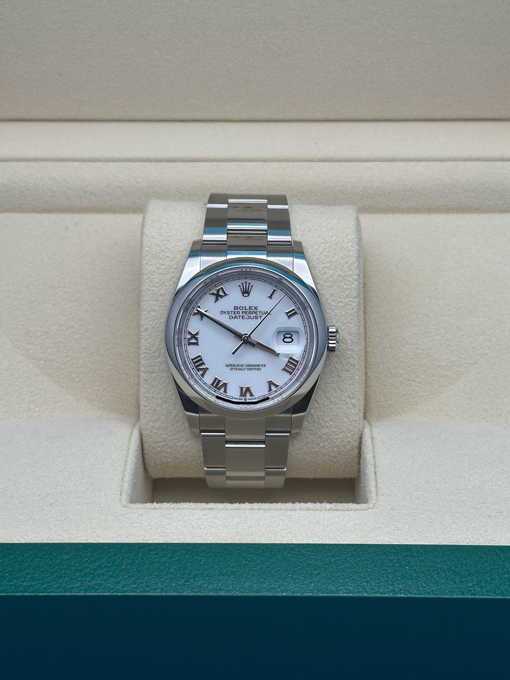 Rolex Steel Datejust 36  - White Roman Dial - Oyster Bracelet - 126200 wro