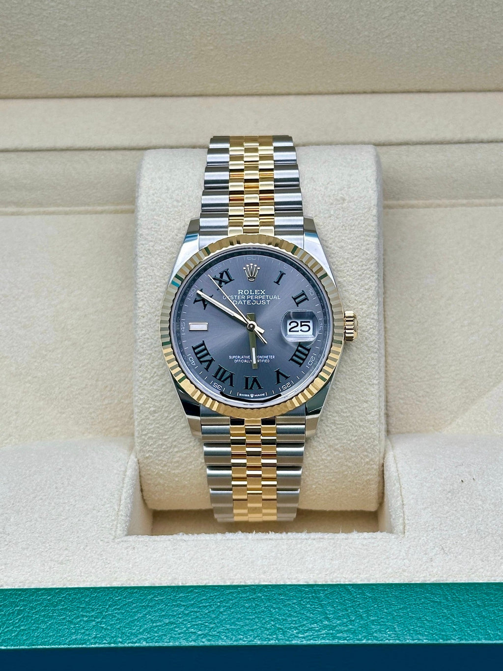 Rolex Yellow Rolesor Datejust 36  - Slate Roman Dial - Jubilee Bracelet - 126233