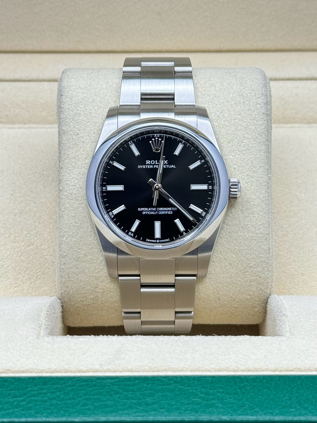 Rolex Oyster Perpetual 34 Watch - Domed Bezel - Black Index Dial