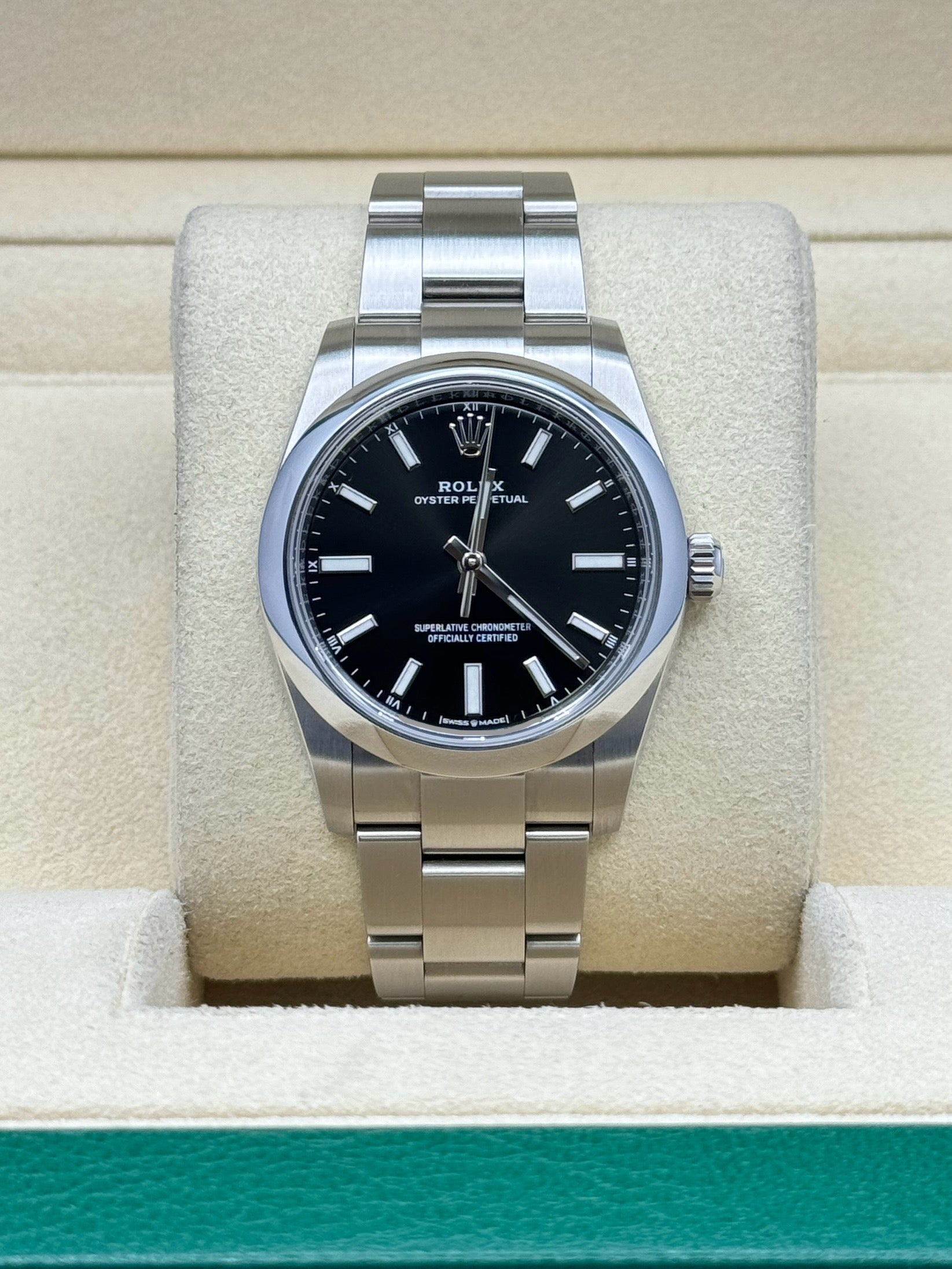 Rolex Oyster Perpetual 34 Watch - Domed Bezel - Black Index Dial
