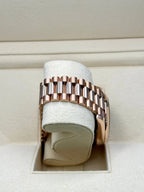Rolex Everose Gold Day-Date 40 - Olive Green Bevelled Roman Dial - President Bracelet - 228235 ogrp