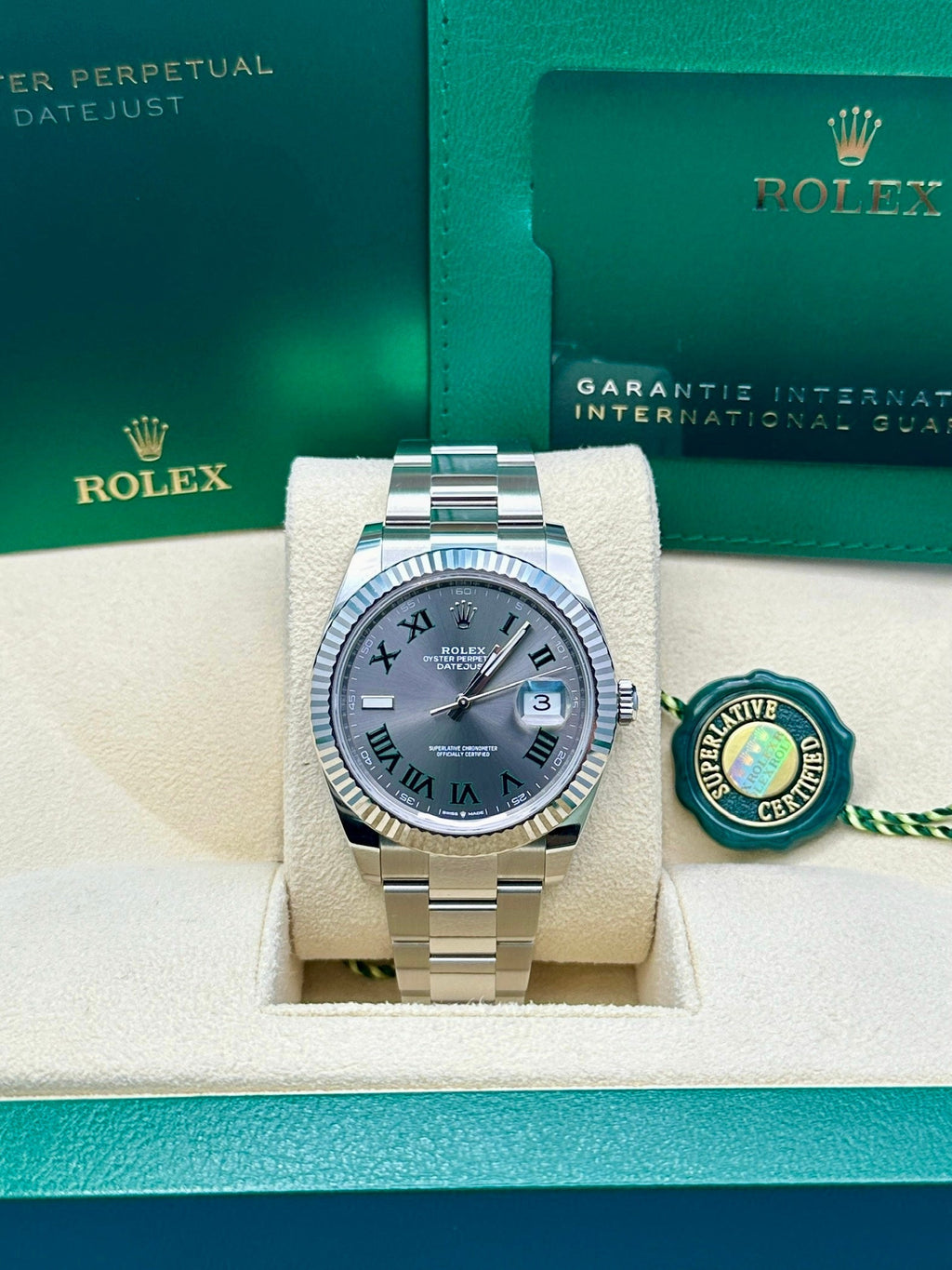 Rolex Steel and White Gold Rolesor Datejust 41  - Slate Green Roman Dial - Oyster Bracelet - 126334 slgro